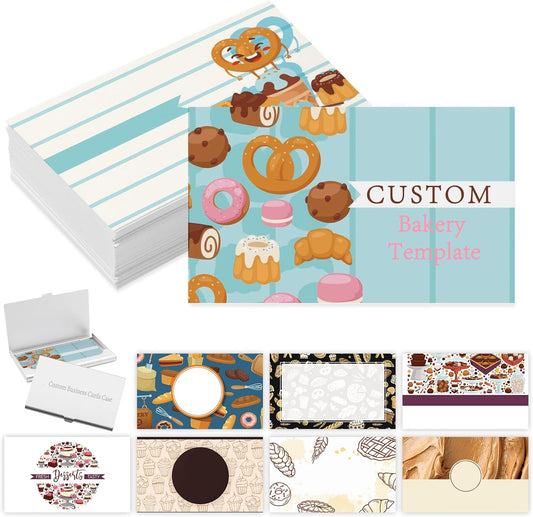 Custom Business Cards with Logo Personalized Double Side Printable Customize Business Cards 1000 500 200 100 for Small Business Women Men-Bakery/Cupcake Template