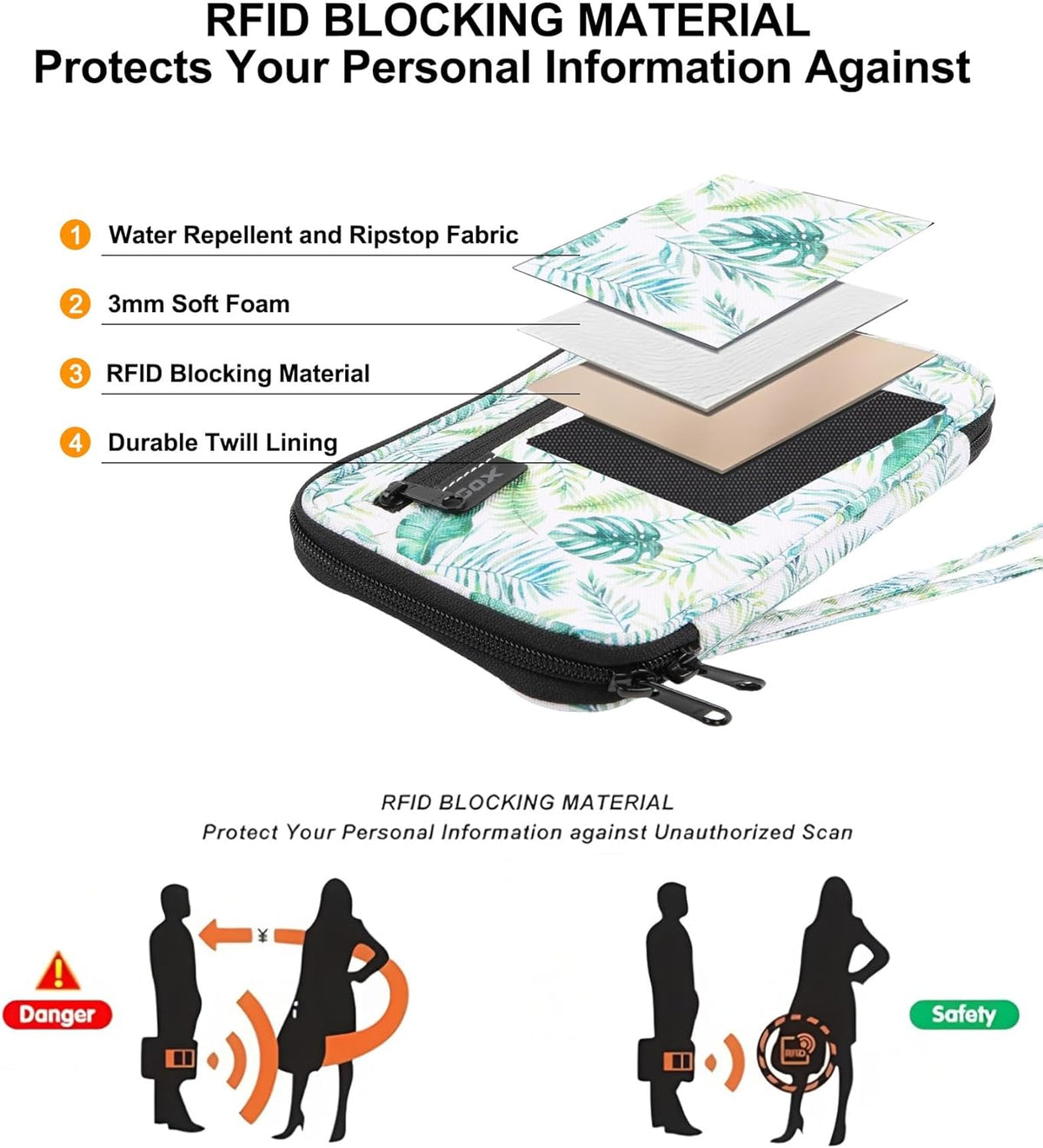 Neck Wallet RFID Blocking Family Passport Holder Organizer Case Travel Pouch (Forest)