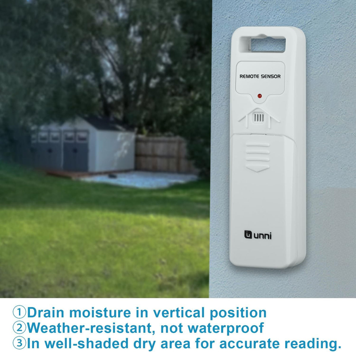 Indoor Outdoor Thermometer Hygrometer Wireless Weather Station, Temperature Humidity Monitor Battery Powered Inside Outside Thermometers with 330ft Range Remote Sensor(Blue)