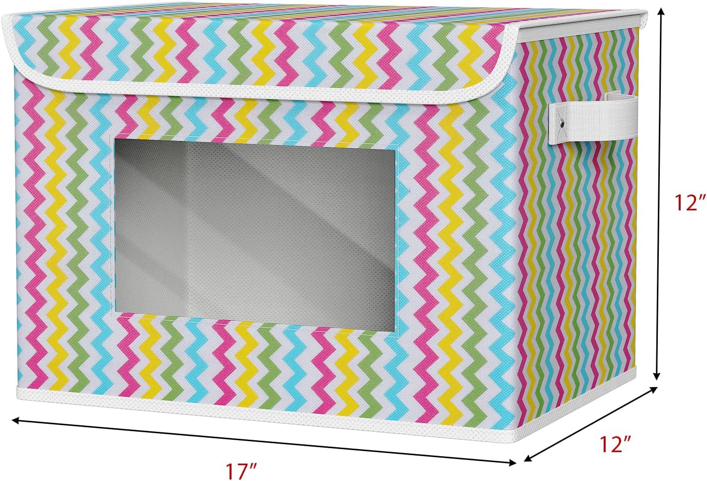 Univivi Fabric Foldable Storage Boxes [4-Pack] Large Collapsible Stackable Storage Bins with Lids, Closet Organizers and Storage Cube Basket for Home, Office, Bedroom (Colorful, 17”x 12” x 12”)