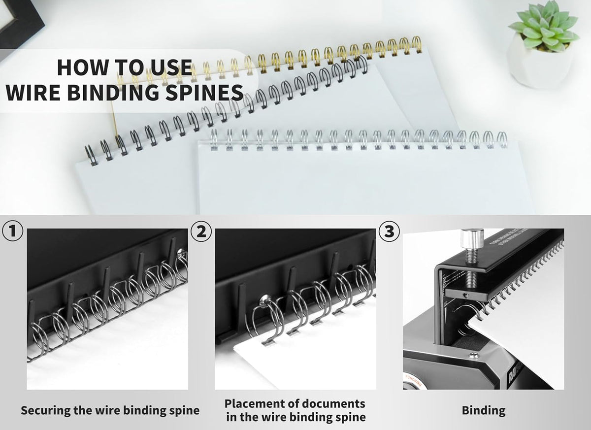 Rayson WR21127BK Wire Binding Spines, 2:1 Pitch Double Loop Binding Wires 1/2 Inch, 21-Loop Wire Ring Pack of 100 with Black