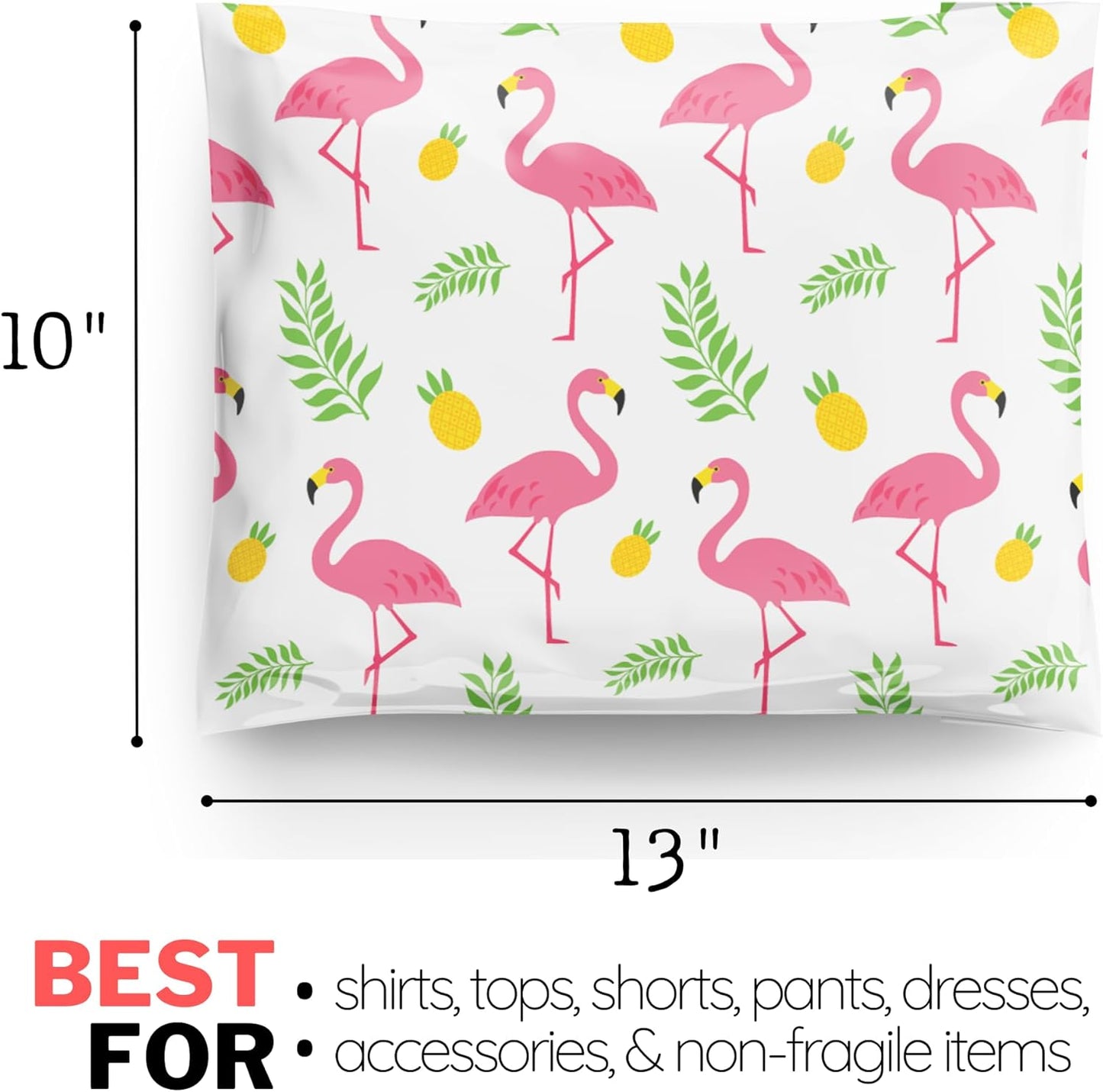 Poly Mailers 10x13 100 Pack | Self-Sealing Shipping Bags Envelopes for Small Business | Waterproof Durable Packaging | Flamingo | Pineapple Beach Tropical Pink | à la mode Mailers