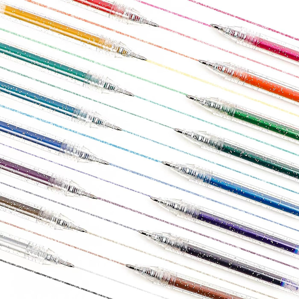 Glitter Gel Pens 18 Colors, Metallic Vibrant Sparkle Gel Pens for Coloring, Retractable Sparkle Glitter Pens for Adults,Colored Gel Pens for Adult Coloring Books and Drawing