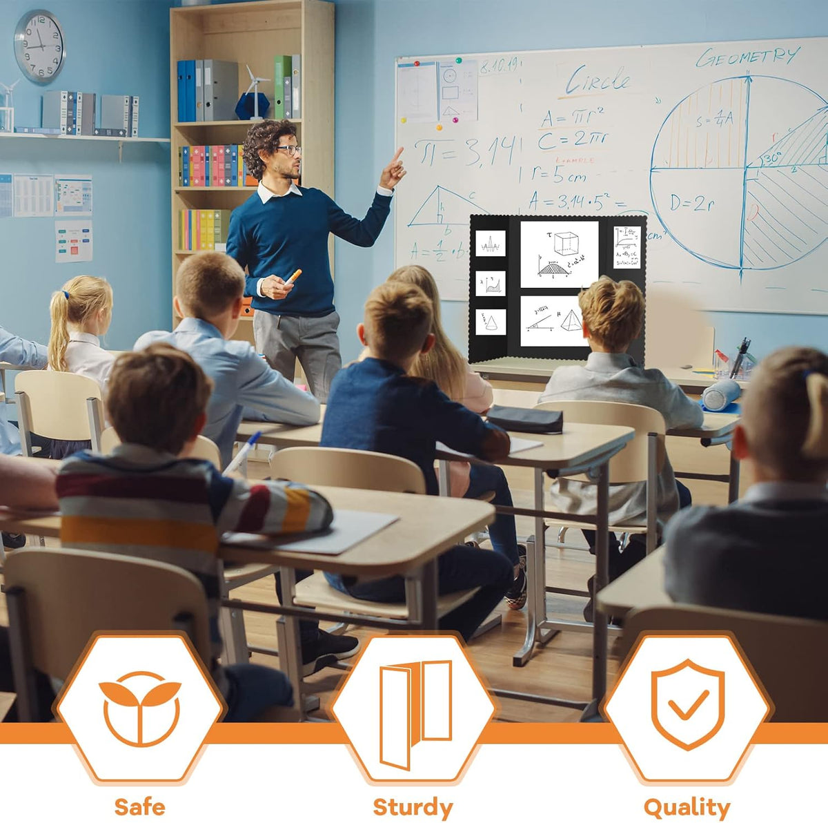 12 Pieces Tri Fold Poster Boards Bulk, Lightweight Science Display Boards, Trifold Presentation Display Board for Science Fair Project(14 x 22 Inch,Black)
