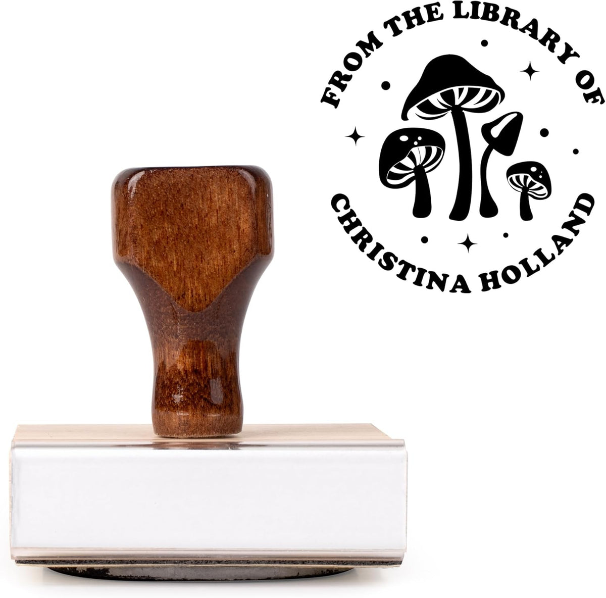 from The Library of Embossers & Stamps for Fantasy Book Readers | Custom Embosser | Custom Stamp | Ex Libris | Elevate Your Fantasy Collection of Stories and Novels (Design 13, Wood Hand Stamp)