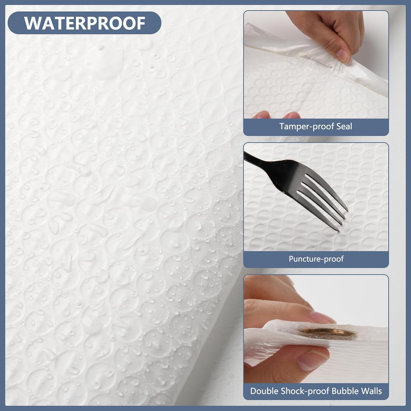 50 Pack White Bubble Mailers 8.5x12 Inch Poly Padded Envelopes Self-Seal Bubble Mailer Shipping Envelopes for Shipping Clothes, Packing