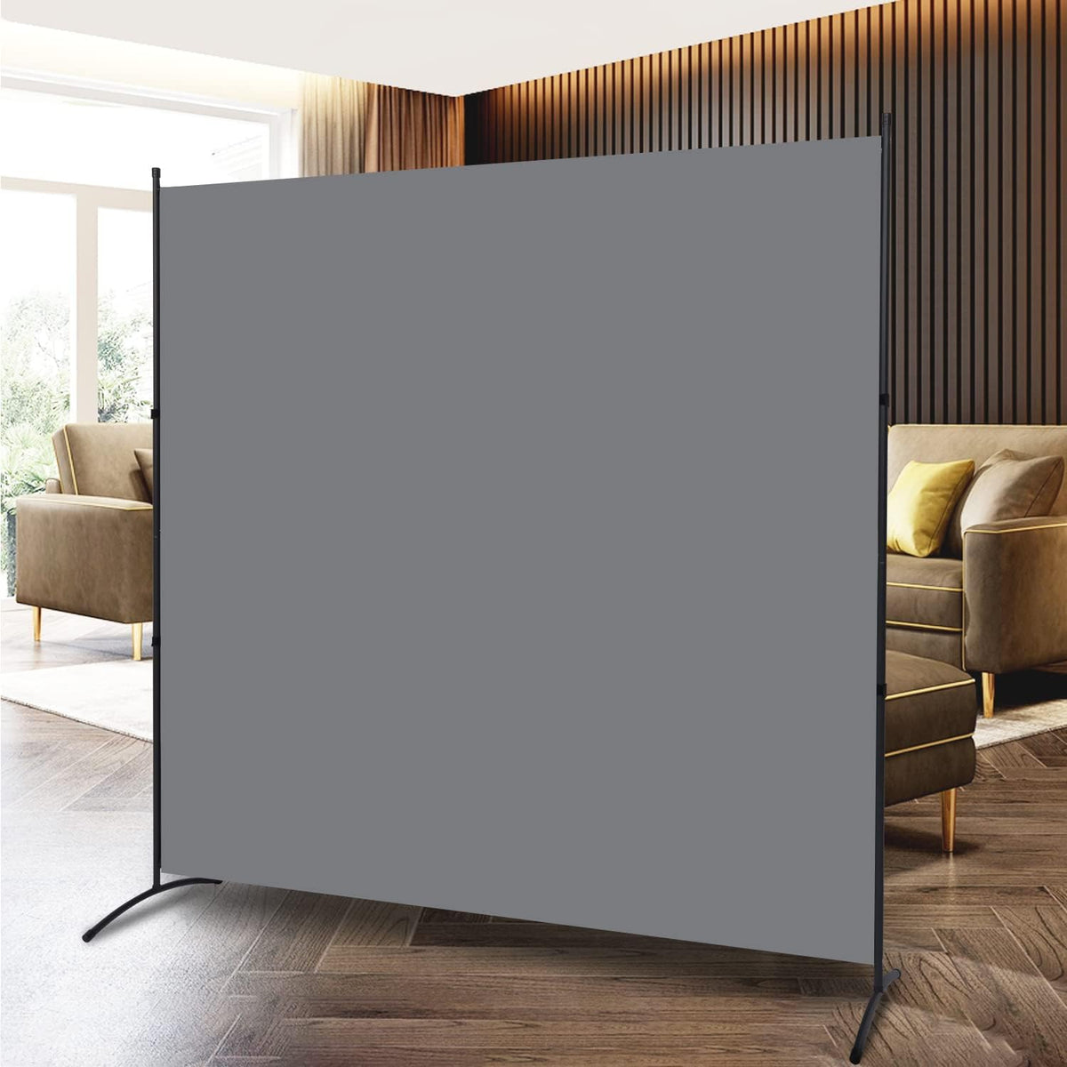 Room Divider 6FT Folding Privacy Screens, Partition Room Dividers w/Freestanding Design, Portable Wall Divider for Room Separtation, Fabric Screen Panel for Home Office Dorm (Grey, 1 Panel)