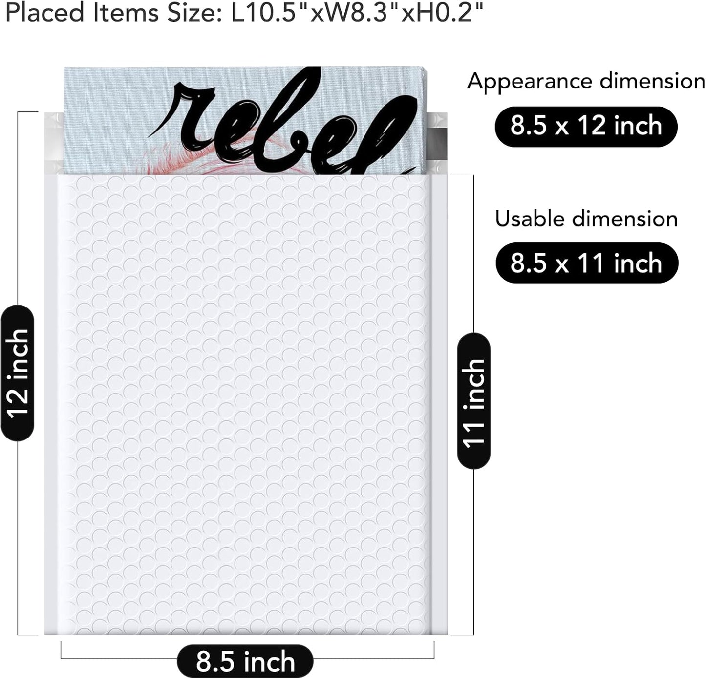 Fuxury White Bubble Mailers 8.5x12” 40 Pack Opaque Padded Envelopes Usable Size 8.5x11" Waterproof Bubble Envelopes Thick Padded Mailers for Small Business Mailing Books Clothes