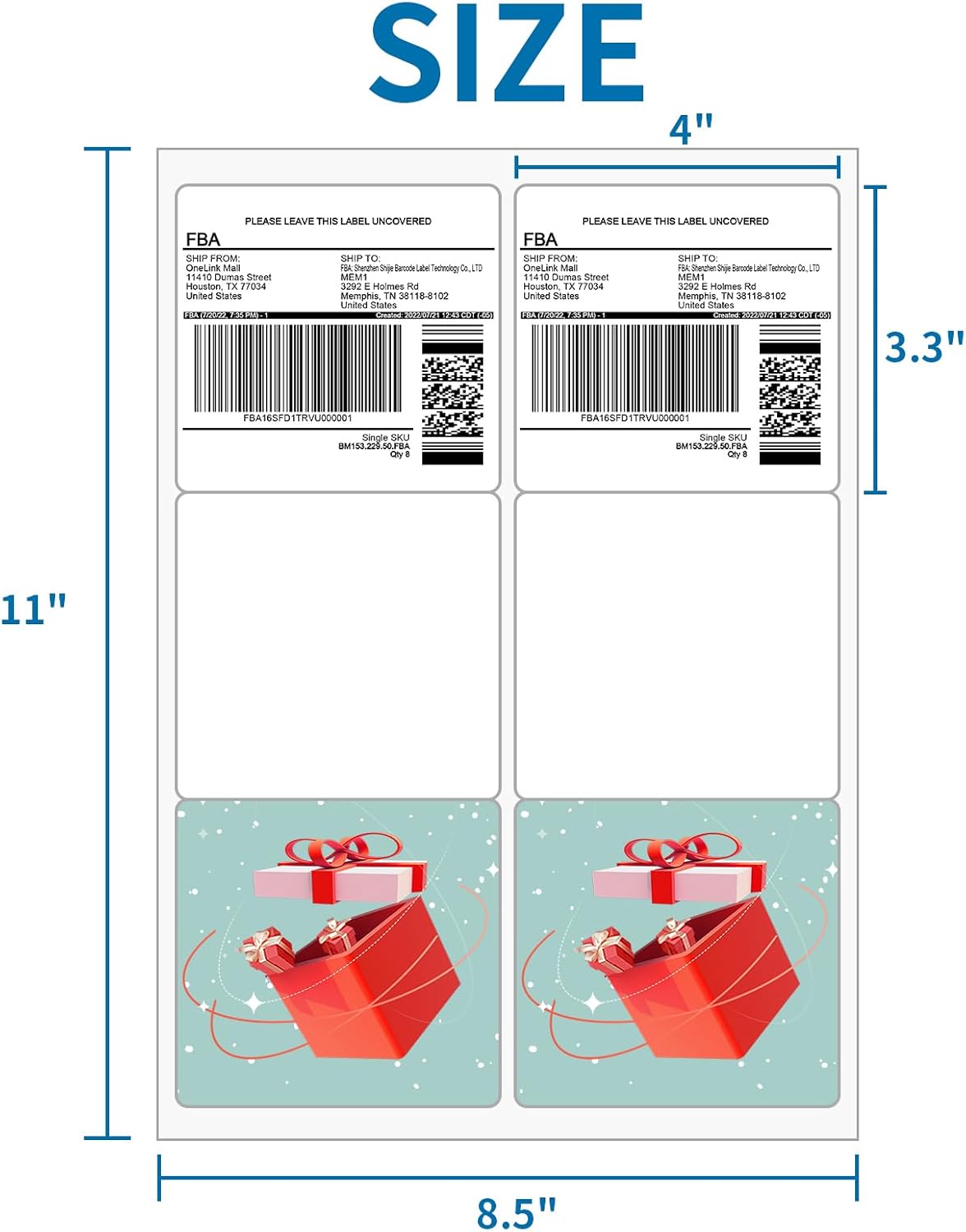 [500 Sheets 3000 Labels] 3 1/3"x4" Printable Shipping Labels