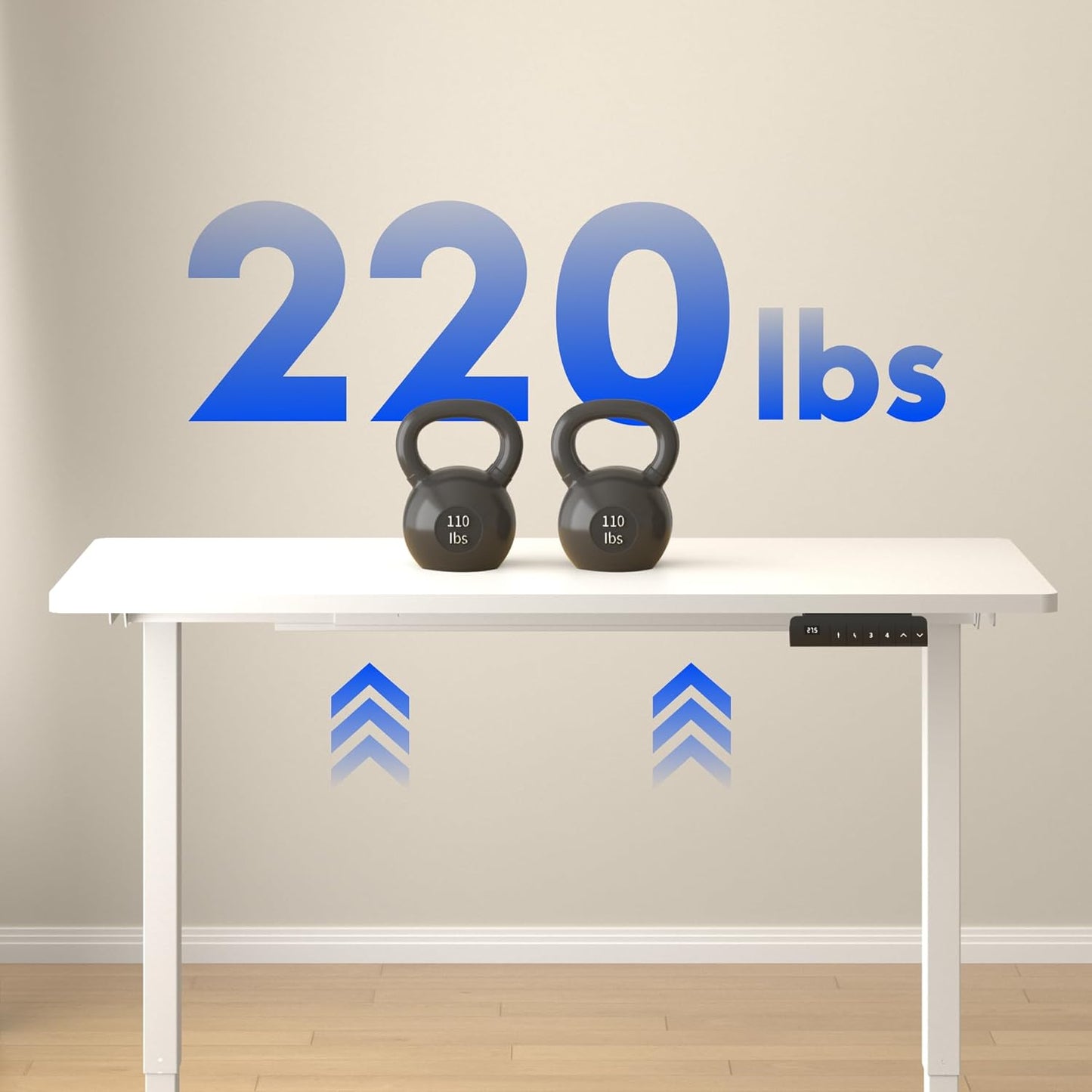 FLEXISPOT E3 Dual Motor Electric Standing Desk 48x24 Inch Whole-Piece Board Height Adjustable Electric Sit Stand Desk (White Frame + White Desktop, 2 Packages)