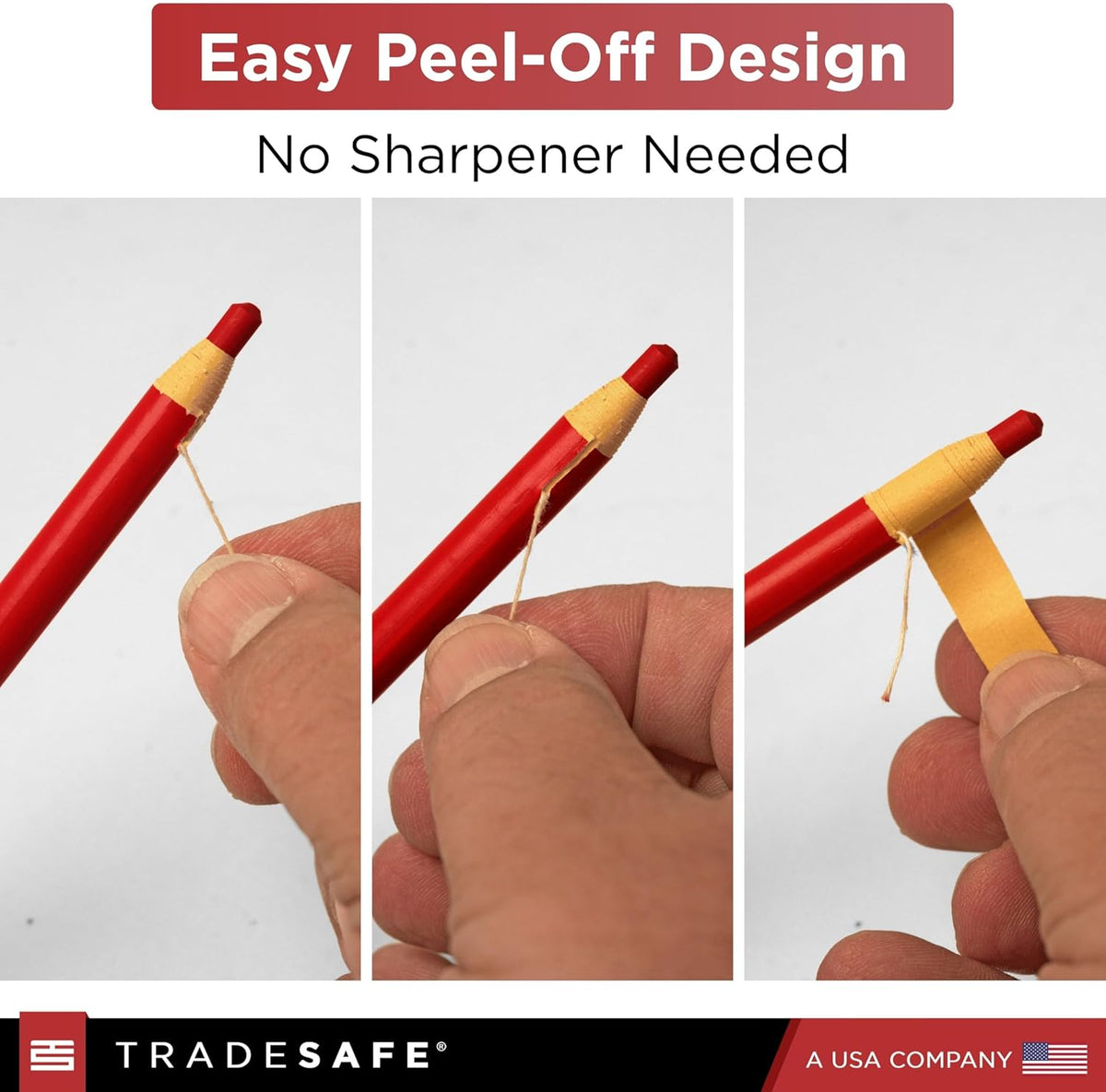 TRADESAFE Grease Pencils and Permanent Marker Set - Black China Pencil, Red Wax Pencil, Black Dual Tip Marker Pen, Premium Grade Markers for Metal, Glass, Fabric