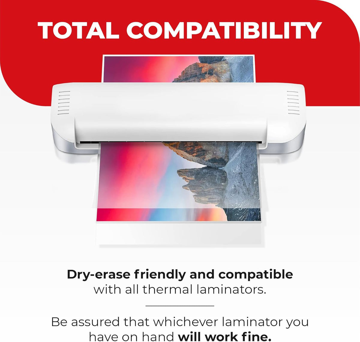 5MIL Thermal Laminating Sheets (100 Count) 4.3x6.3 inch, Card Size Dry-Erase Friendly Laminating Pouches, Compatible with Laminators, Crystal Clear Laminated Finish