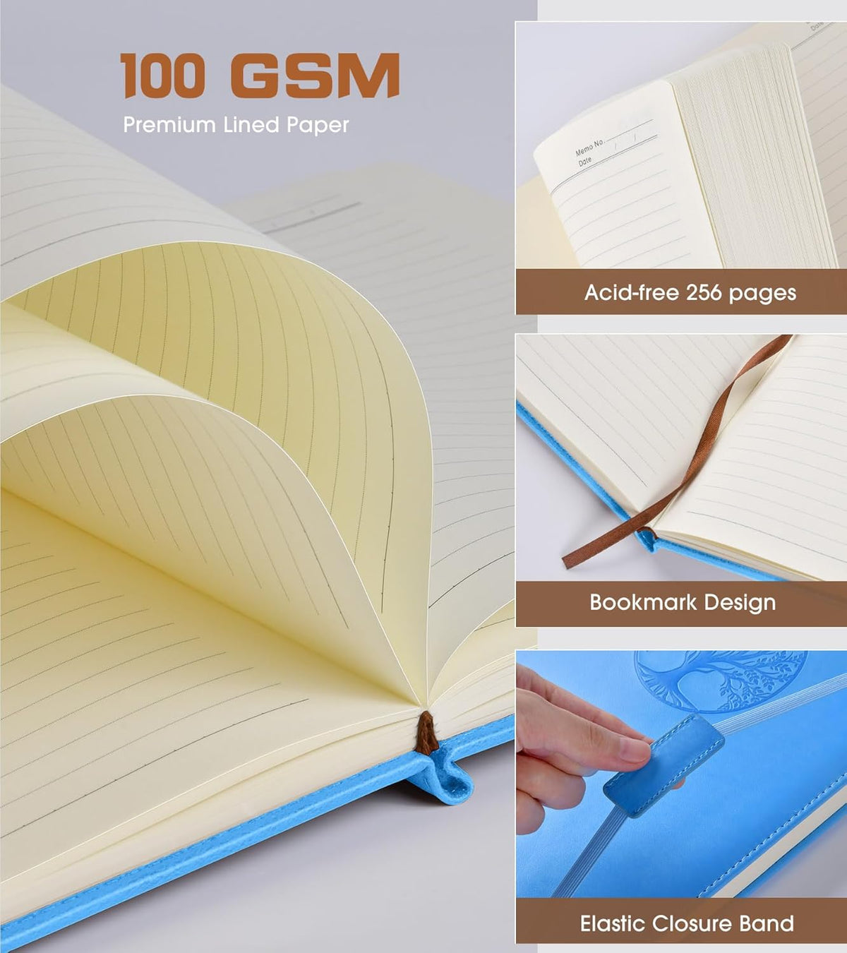 Lined Journal Notebook for Women Men,256 Pages B5 Large Hardcover Leather Journals for Writing,Travel,Business,Work,School,College Ruled Notebooks for Note Taking,Diary Notepad 7.8"×10.2"