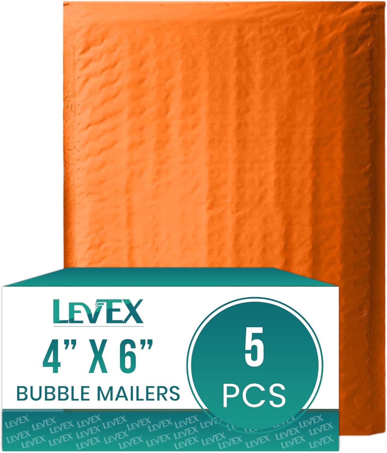 Levex - #0000 4" x 6" [5 Pack] Orange Poly Bubble Mailers, Padded Envelope Mailers, Packing Envelope & Mailing Bags for Shipping