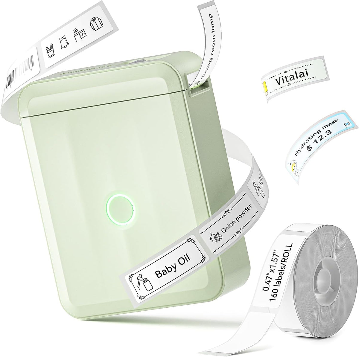 NIIMBOT D110 New Version Label Maker Machine with Tape, Handheld Bluetooth Label Printer, Mini Thermal Printer, Sticker Maker for Organizing Home Kitchen School, Green Visit The Store