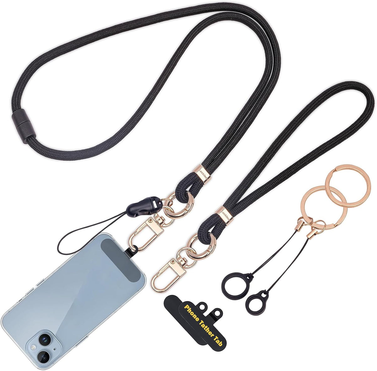 Cell Phone Lanyard with Safety Breakaway Buckle, Phone Neck Strap and Wrist Lanyard Strap, Phone Patches, Keyrings