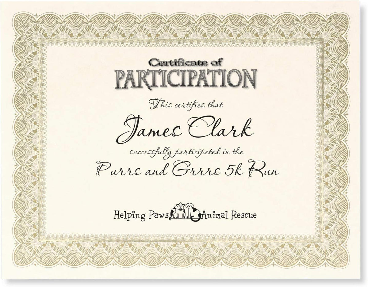 PaperDirect Gold Metallic Traditional Metal Colored Standard White Parchment Certificates, 8.5 x 11, 100 Count
