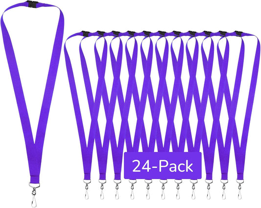 24-Pack Breakaway Lanyards, Polyester Neck Straps for ID Cards, Keys, Office, School & Events