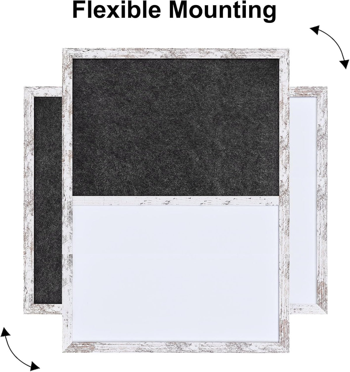 Whiteboard Bulletin Board Dark Gary Felt Board Combo for Office School Kitchen Bedroom, White Wood Frame,17.7"*23.6",Whiteboard+BK-4560WH