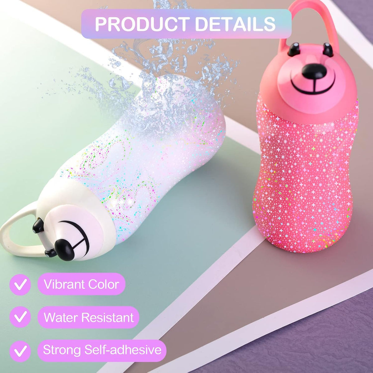 24 Sheets Holographic Sticker Paper Transparent Holographic Laminate Sheets Self Adhesive Glitter Film Laminating Sheets Clear Waterproof Vinyl Overlay for DIY Crafts, 8.5 x 11 inch Star Pattern
