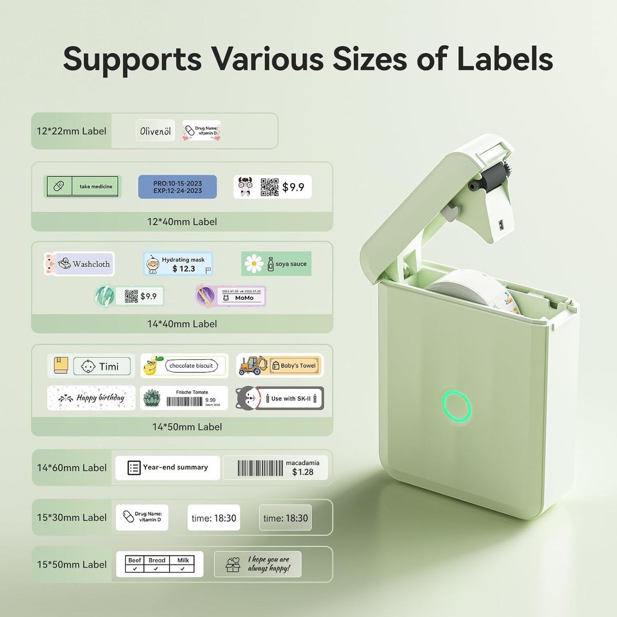 NIIMBOT D110 New Version Label Maker Machine with Tape, Handheld Bluetooth Label Printer, Mini Thermal Printer, Sticker Maker for Organizing Home Kitchen School, Green Visit The Store