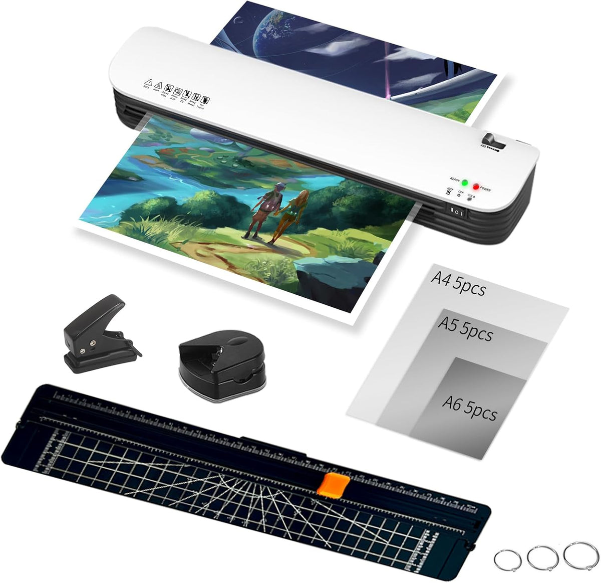 13 Inch Laminator Machine for Documents and Photos, 6 in1 A3/A4 Thermal Laminator Machine with Never Jam Technology, 15 Laminating Sheets, Use for Home Office School or Business