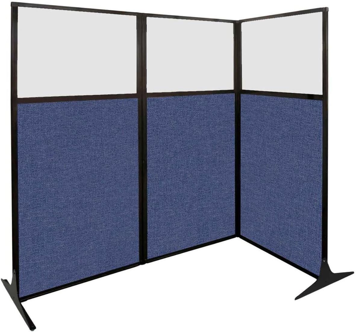 Versare Office Workstation Screen | Portable Wall Divider | Modern Cubicle | Freestanding Privacy Screen | Flexible Work Space | 3 Panels | 99" Wide x 70" Tall Marble Gray SoundSorb Panels