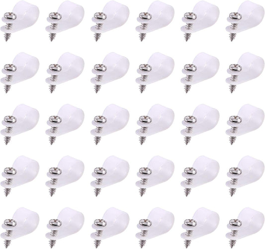 Swpeet 60 Pack White 1/2 Inch Nylon Plastic R-Type Cable Clips Clamp Kit, Nylon Screw Mounting Cord Fastener Clips with 60 Pack Screws for Wire Management (1/2 Inch, White)