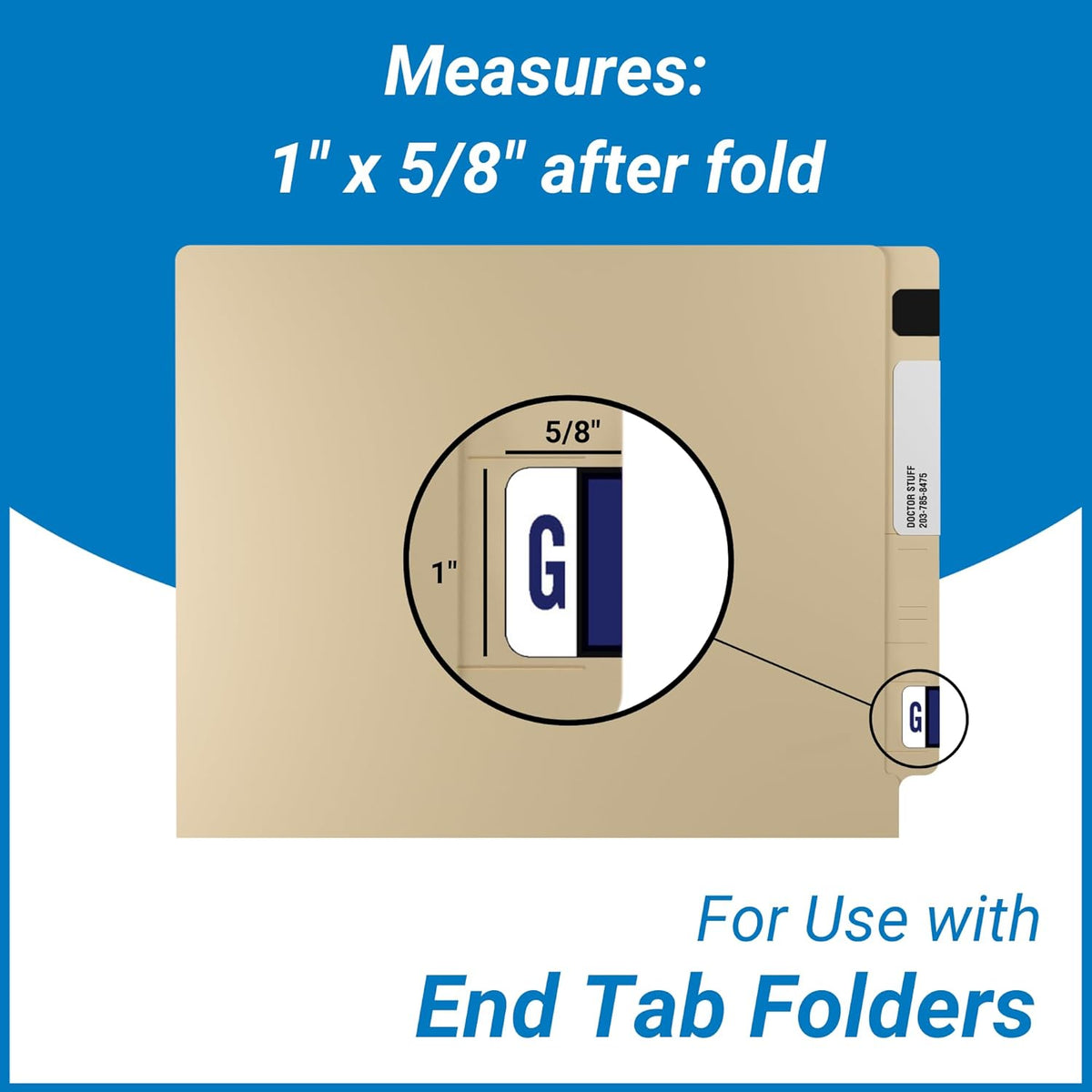 Doctor Stuff - File Folder Labels, Alphabet Letter G, Compatible with Smead BCCR/BCCS - TPAM Series, Purple, 1" x 1-1/4", 500/Roll