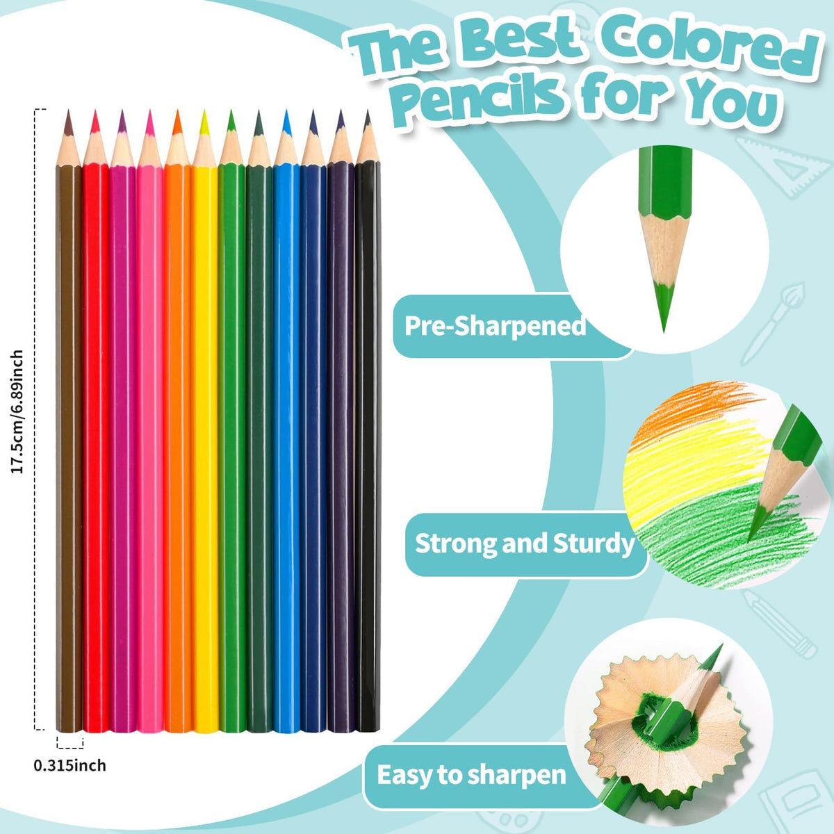 MOVINPE 288 Count Colored Pencils Bulk for Kids Teachers Adults, 24-Box Pre‑Sharpened Colored Pencils 12 Vivid Colors Back to School Supplies Classroom Prizes Coloring Art Supplies