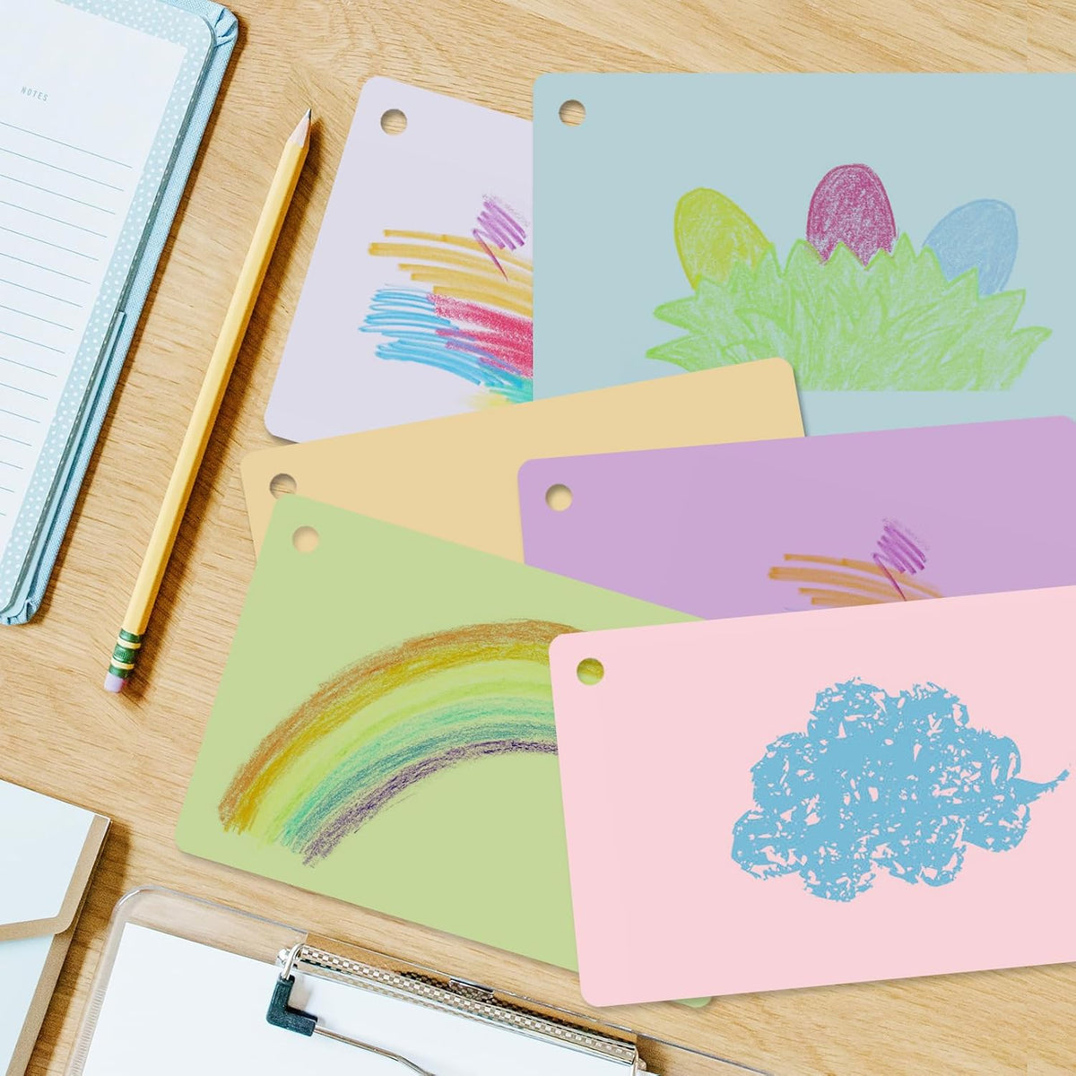 6 Pack Blank Index Cards 4 x 6 Inches, 360 PCS Colored Blank Index Flashcards Blank Flash Cards with Rings, Note Cards Punched for Study, Office and Home