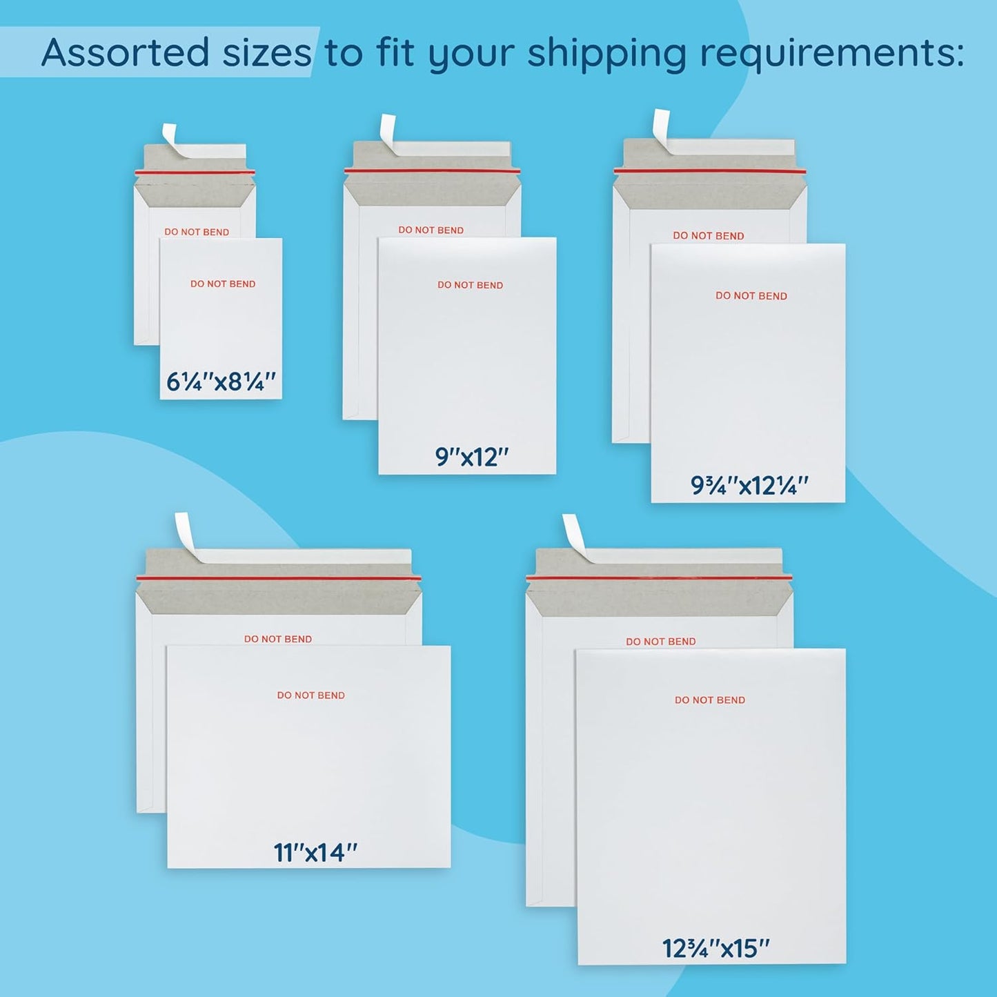 Blue Summit 50 Pack Rigid Mailers 6x8, Cardboard Envelopes, Do Not Bend Photo Mailers 6x8, 6.25x8.25 Cardboard Envelopes for cards, For Paper Document, Pictures, and Magazine, Super thick 450gsm Paper