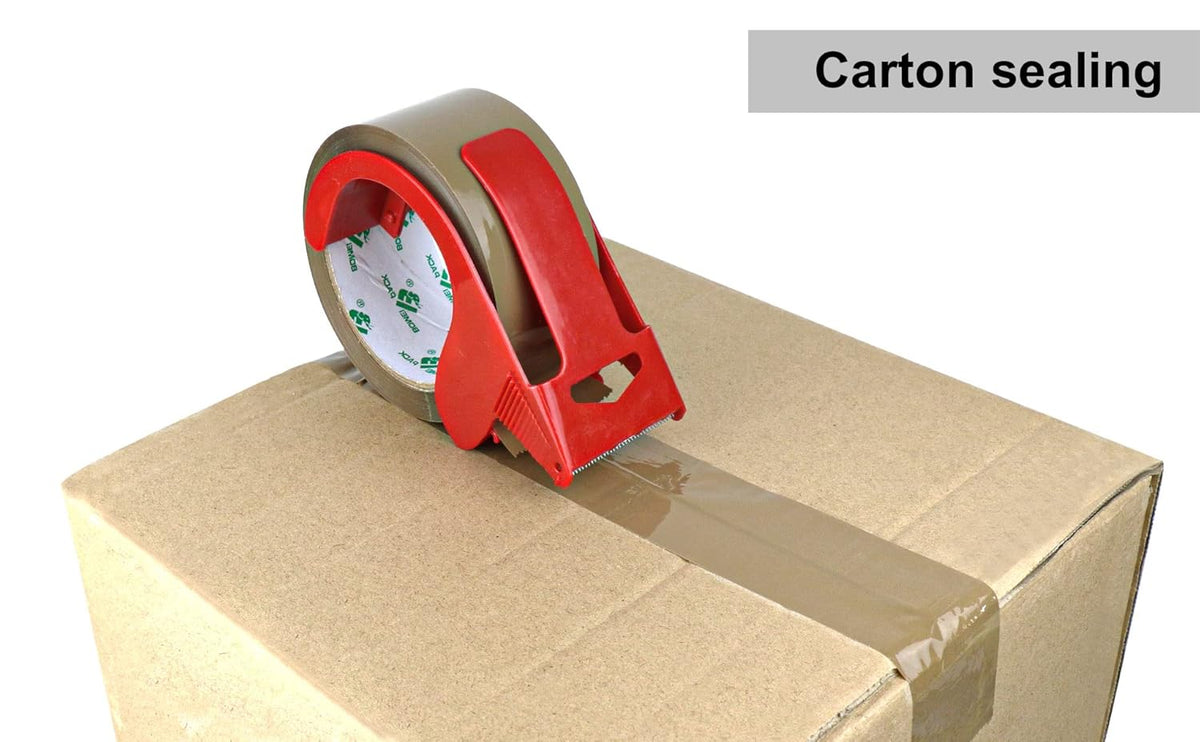 BOMEI PACK 36Rolls Brown Packing Tape with Dispenser, Box Packing Tape Rolls for Packaging, Shipping and Moving, 2.4Mil 1.88 Inch x 60 Yard