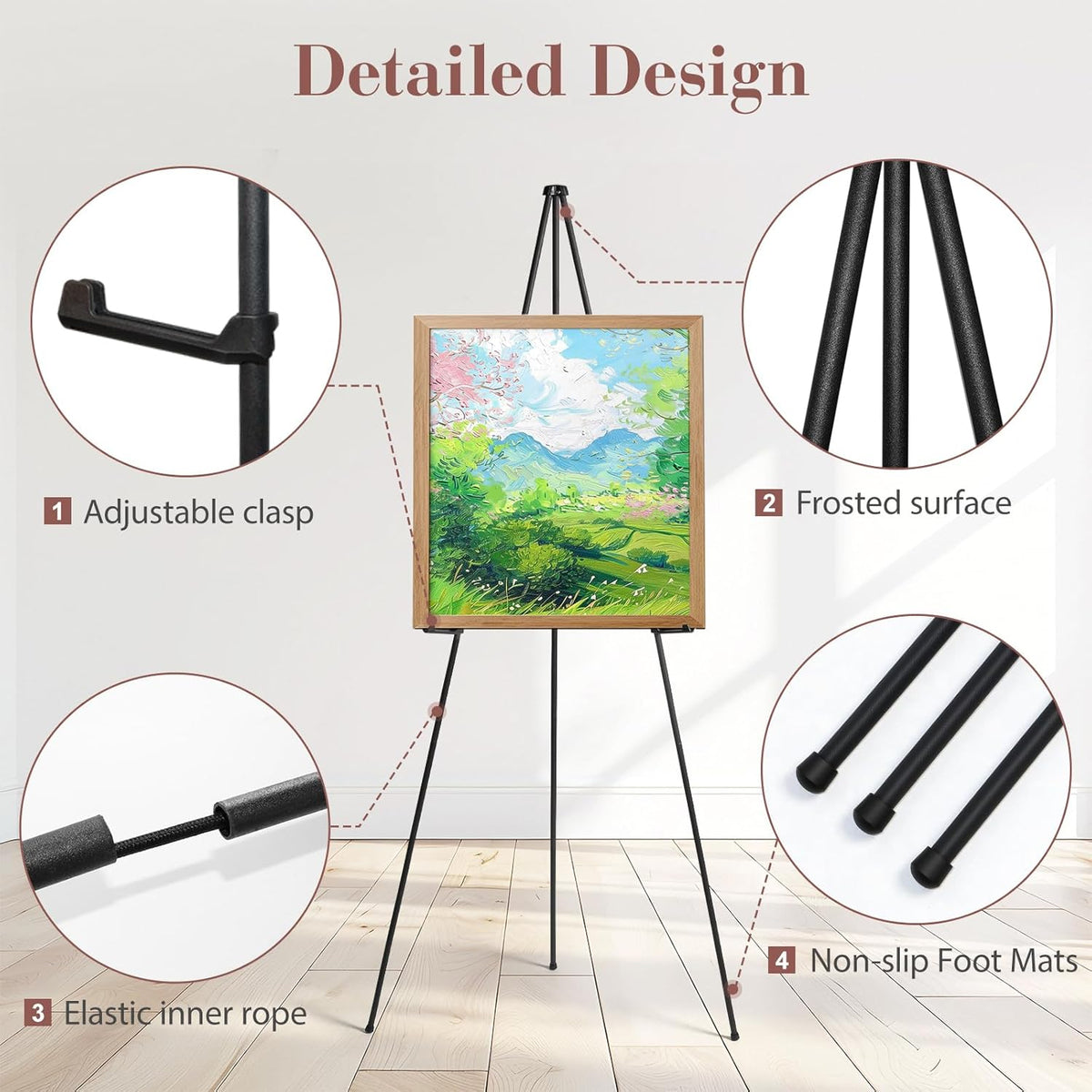 AZEAM 3 Pack 63" Easel Stand for Sign, Portable Easel for Painting, Foldable Black Metal Easel Display Stand Poster Holder Adjustable Sign Stand for Display Wedding Arts Poster