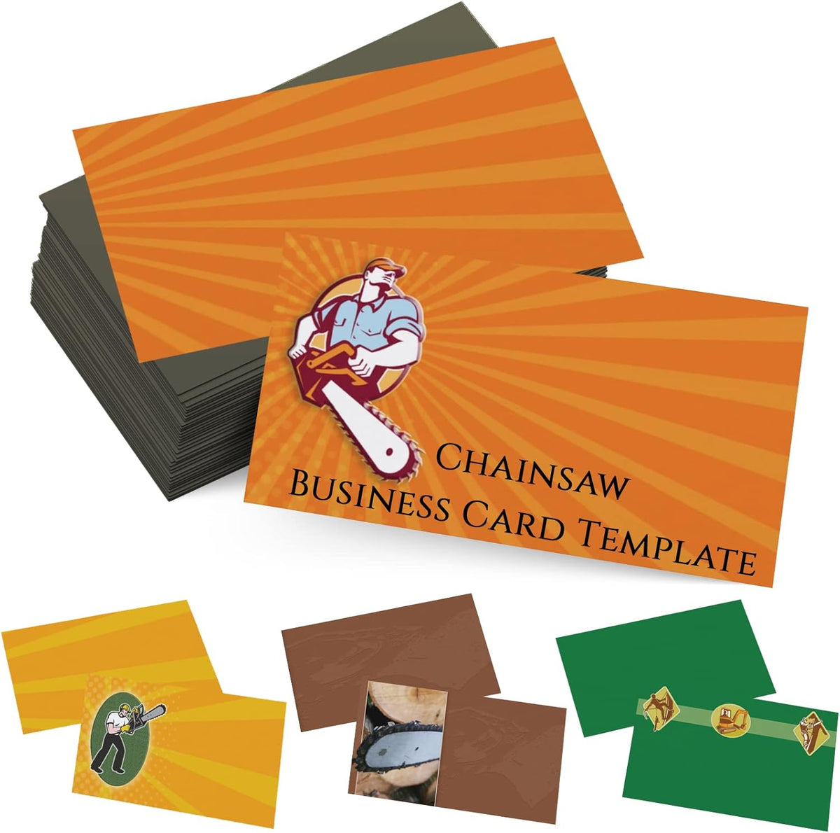 Custom Business Cards Personalized Business Cards for Small Business 300gsm Matte Paper Front & Back Sides Printed 3.5" x 2" - Chainsaw Template