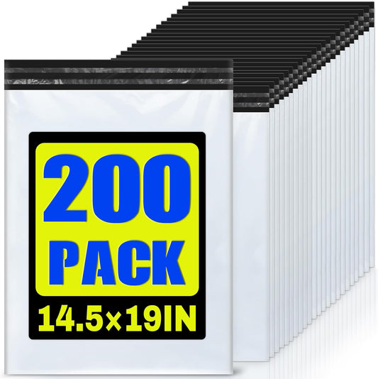Poly Mailers Shipping Bags 14.5 x 19 inch 200 Pack Packaging Clothes Polymailers Envelopes Mailing Mailer Package Polymailer Small Business Supplies Clothing Bag Polybag Packing White