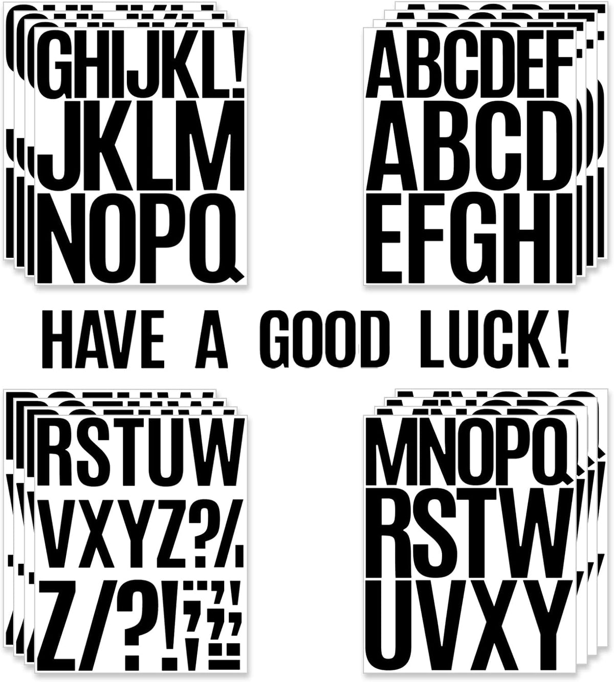 16 Sheets Black Letter Stickers Large 3+4 Inch, Big Vinyl Alphabet Letter Stickers Waterproof, Black Capital ABC Decals Labels for Mailbox Poster Bulletin Board Signs Classroom Office DIY Crafts Art