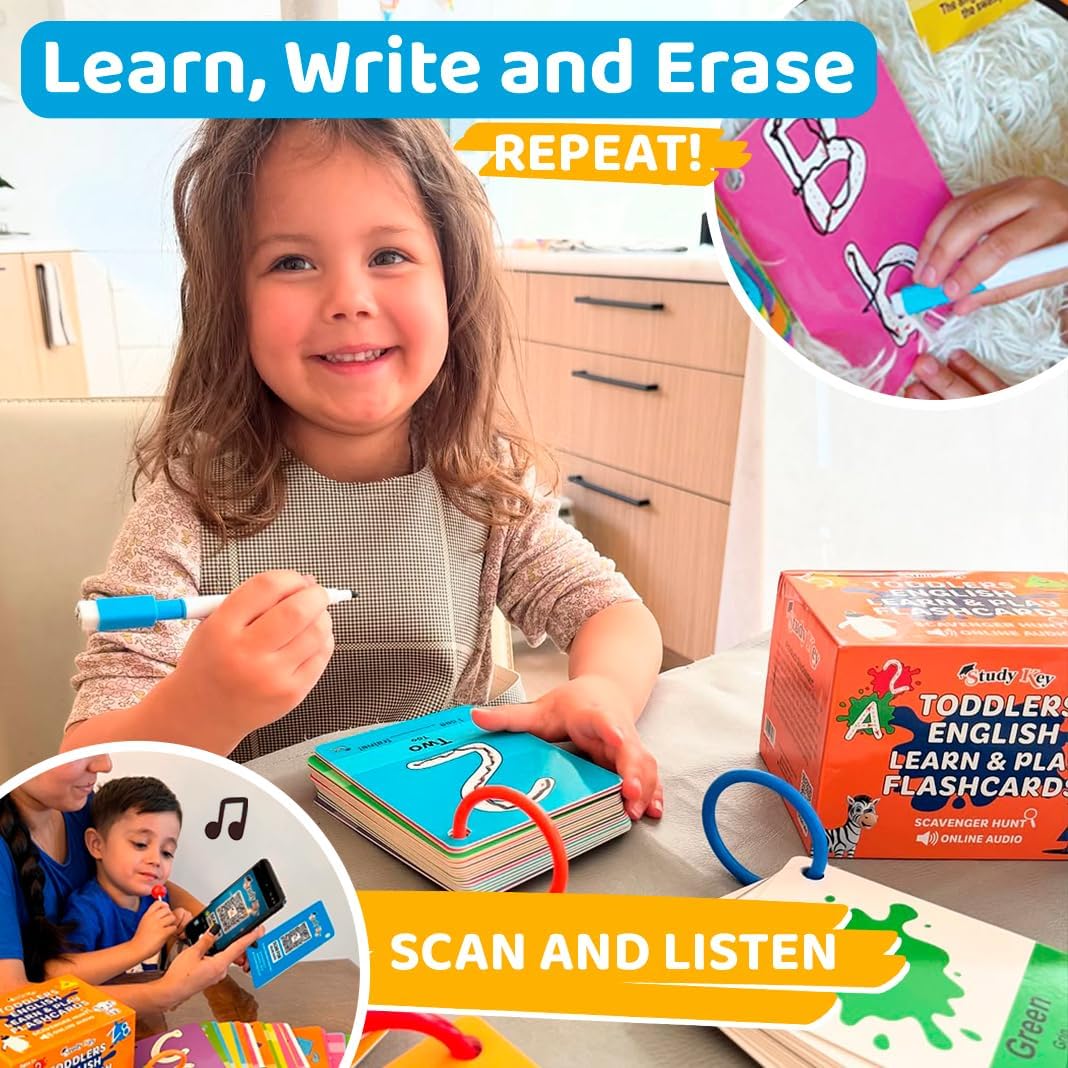 ABC Flash Cards for Toddlers 1-4 - Learning Phonics for Toddlers Alphabet Flashcards - Preschool Sight Words Numbers Colors Baby Flash Cards for Kindergarten