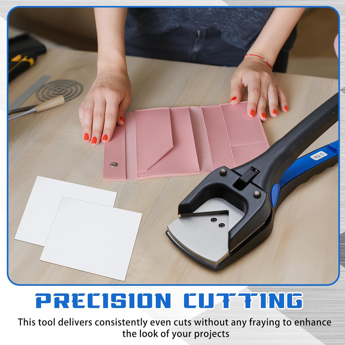 Lasnten Corner Rounder Punch, 2.5mm Radius (3/32") Hand Tool Cutter Applied for PVC Card Cutting, Heavy Duty Rounded Edge Circle Rounding Maker Clipper