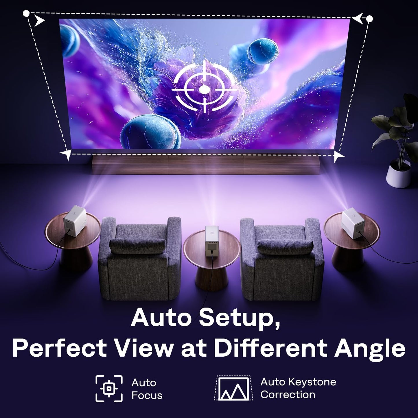 Aurzen Roku TV Smart Projector with Wifi and Bluetooth, D1R Cube Roku Streaming Experience Built-in, Sealed Optical Engine, 1080P FHD, Dolby Audio, Portable Mini Projector for Home/Outdoor Movies