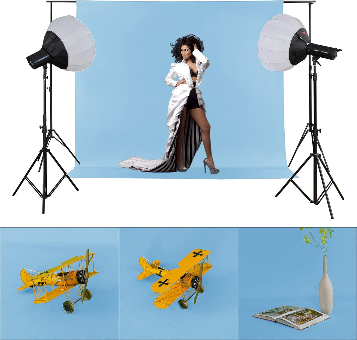 Joccun 7X10 FT Light Blue Backdrop Background for Photography,Polyester Backdrop Curtain Background Screen for Photography,Photoshoot,Video Recording,Studio(7X10ft,Light Blue)