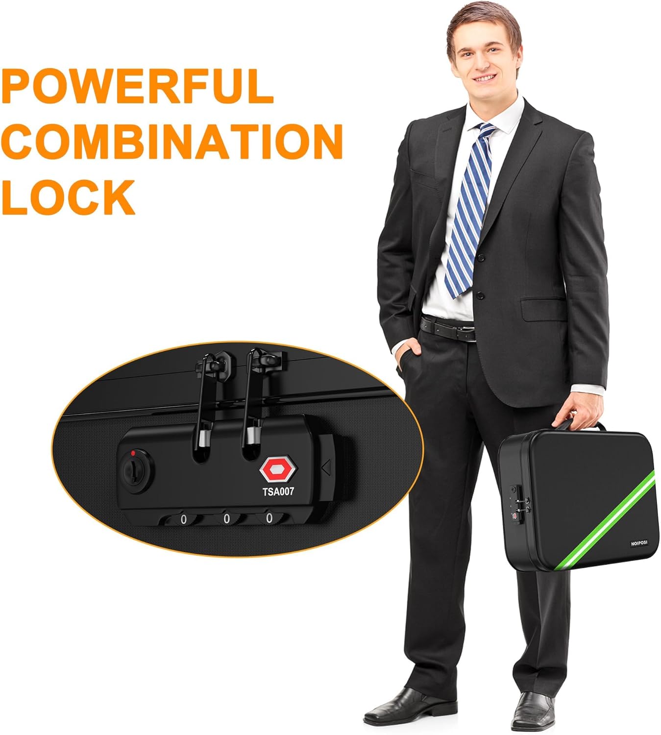 Noiposi 5200℉ Fireproof Document Box, 16.1x 11.4x4.3 Inch Waterproof and Fireproof Document Organizer,Portable Home Travel Safe Storage Box for Legal Size Documents,File and Birth Certificate,Black