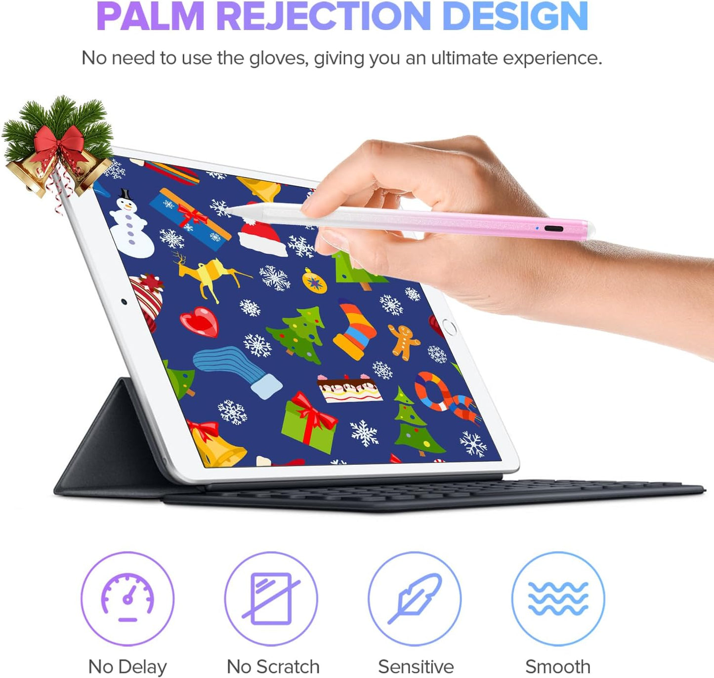 Stylus Pen for iPad 6th-11th Generation-2X Fast Charge Active Pencil Compatible with 2018-2025 Apple iPad Pro 11"/12.9"/M4, iPad Air 3/4/5/M2/M3,iPad mini 5/6 Gen-Gradient White Pink