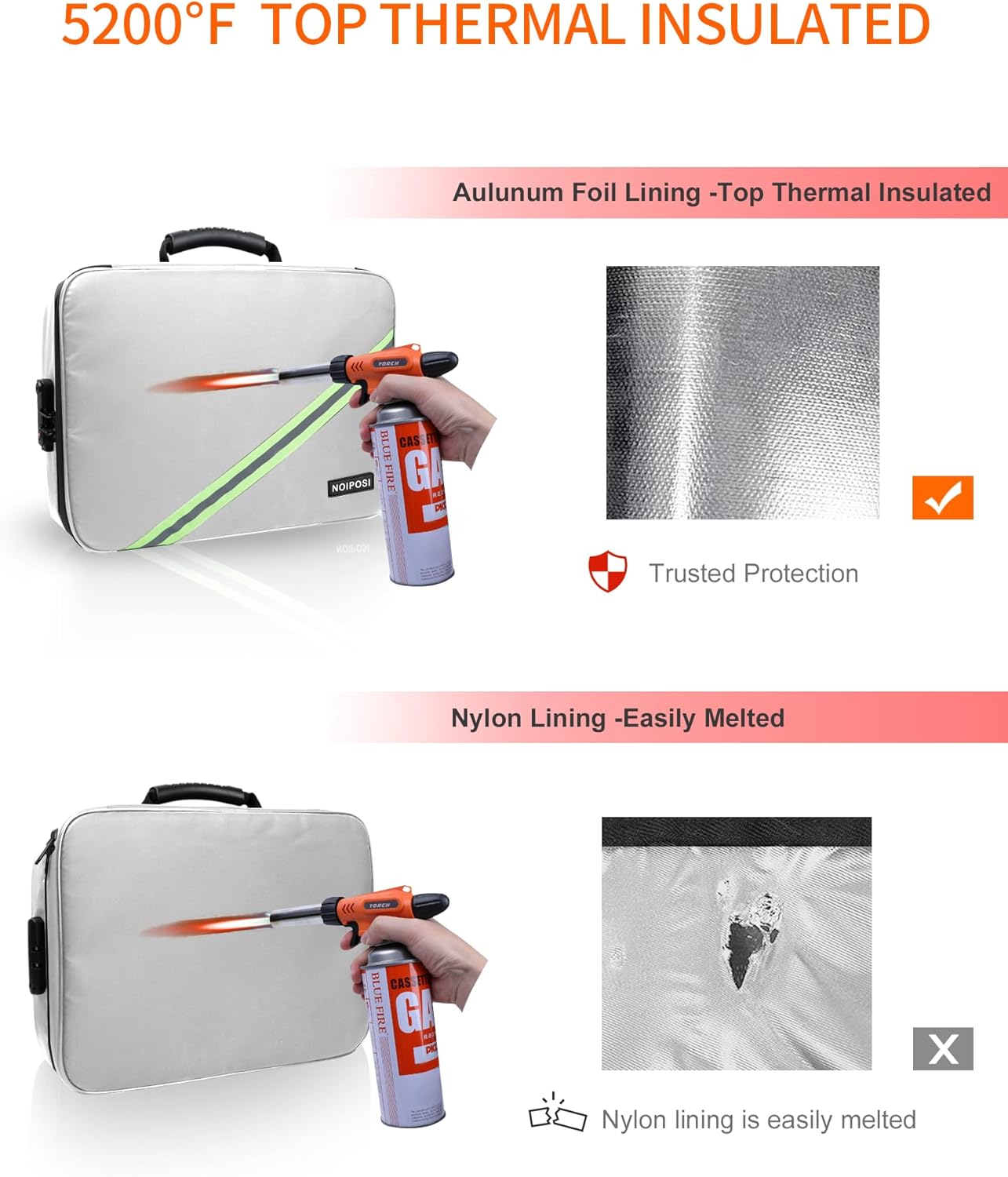 Noiposi Document Organizer with Lock,16.1"x11.4"x4.3" Waterproof and Fireproof Document Box,Portable Home Travel Safe Storage Box for Important Documents,File and Birth Certificate,Silver