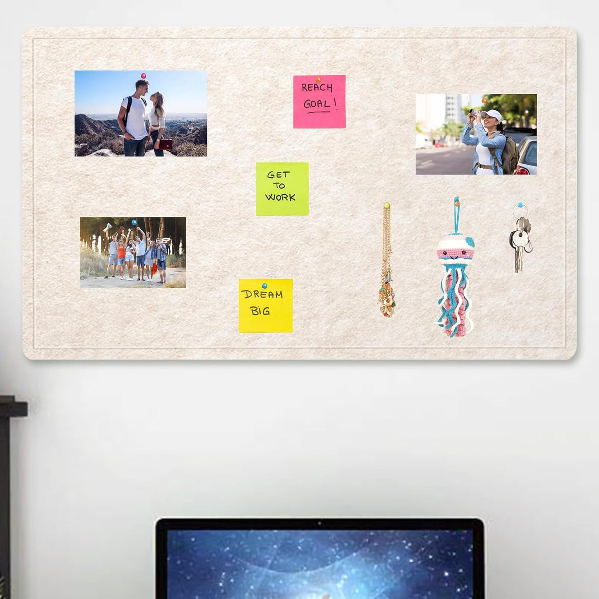 Large Bulletin Board - 72 X 48 inches Cork Board with 30 Pushpin, 6' x 4' Cork Board for Walls Pin Board, Self-Adhesive Felt Board Vision Board Foldable Photo Board for Wall (Oatmeal)