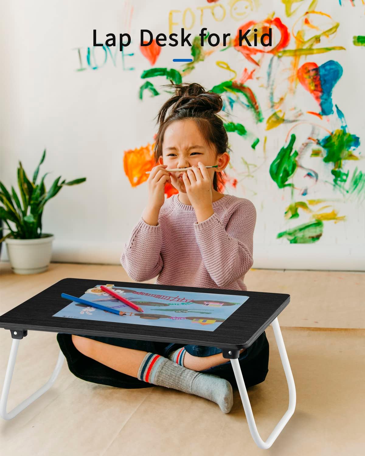 Ruxury Folding Lap Desk Laptop Stand Bed Desk Table Tray, Breakfast Serving Tray, Portable & Lightweight Mini Table for Sofa Couch Floor - - Black