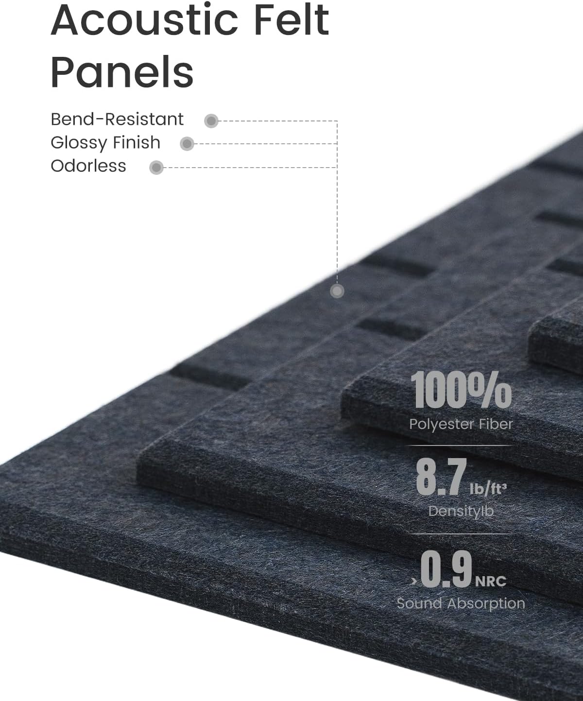 Felt Bulletin Board Tiles -28"x18" with 40 Adhesive Tabs, Cork Board Alternative for Office Decor, Push Pin Board Wall Organizer 6-Pack(Deep Charcoal Blue)