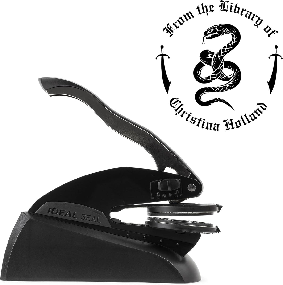 from The Library of Embossers & Stamps for Fantasy Book Readers | Custom Embosser | Custom Stamp | Ex Libris | Elevate Your Fantasy Collection of Stories and Novels (Design 11, Embosser)