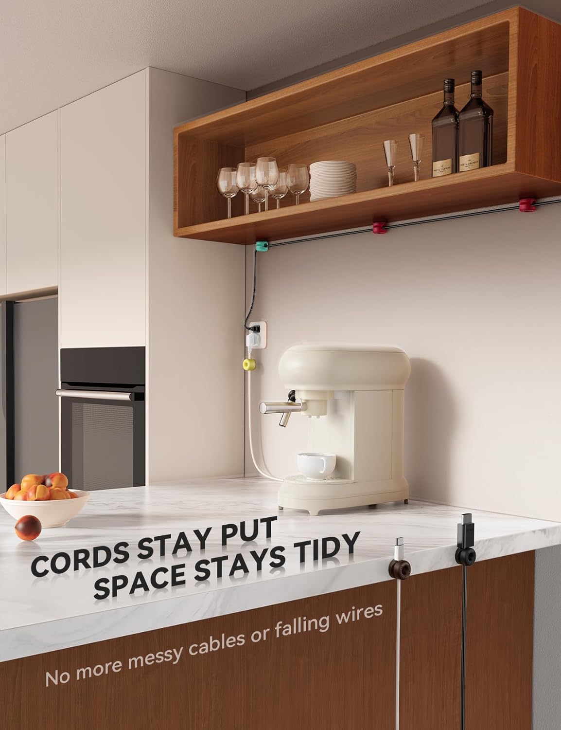 8Pack Cord Organizer JOYROOM Cable Clips [1s Side-Snap Lock] Silicone Cord Holder Cable Management, Adhesive Cord Clips Phone Charger Wire Keeper, Office Workspaces Desk Organization Home Accessories