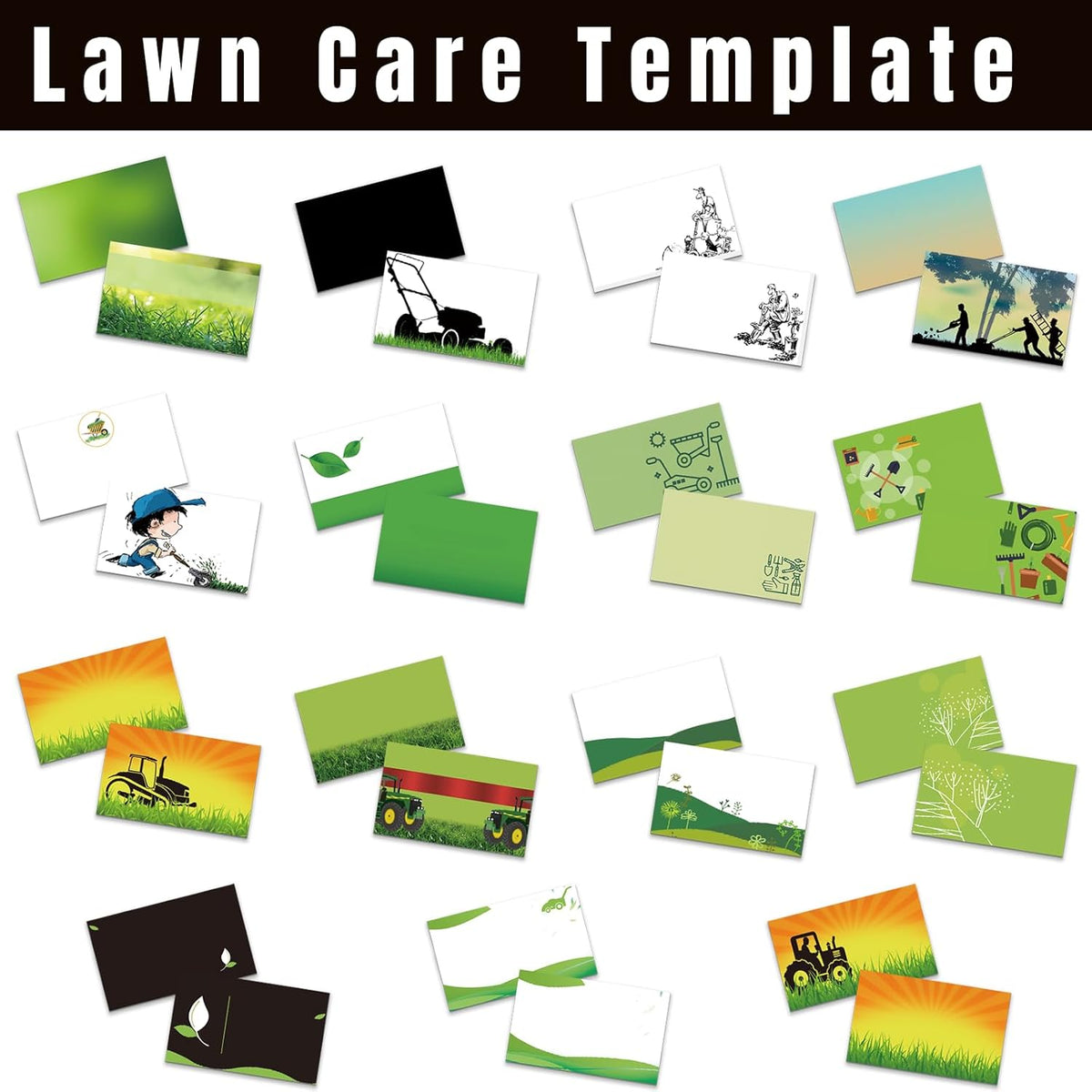 Custom Business Cards with Logo Text - Personalized Lawn Care Template - 1000/500/200/100 Printable Double Sided 3.5"x2" Waterproof Business Cards